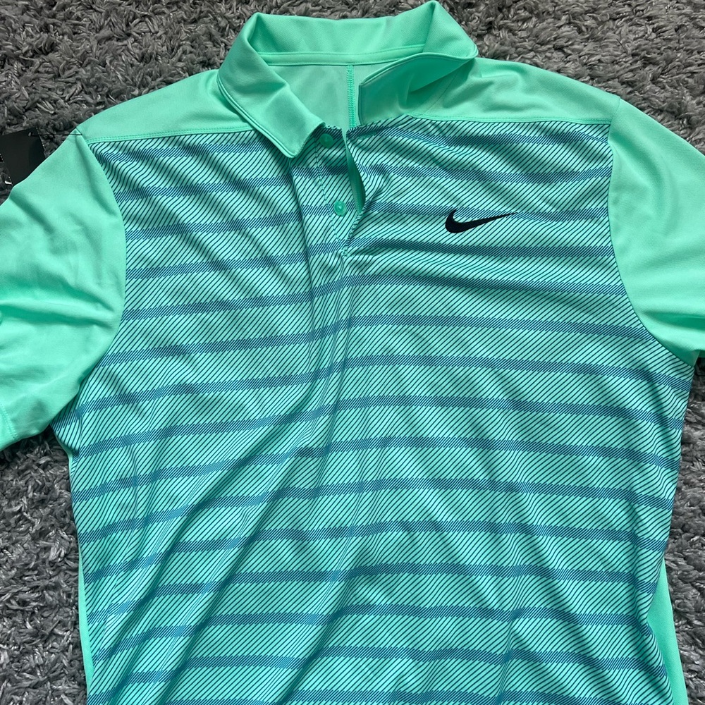 Nike Polo Shirt in Aqua and Navy